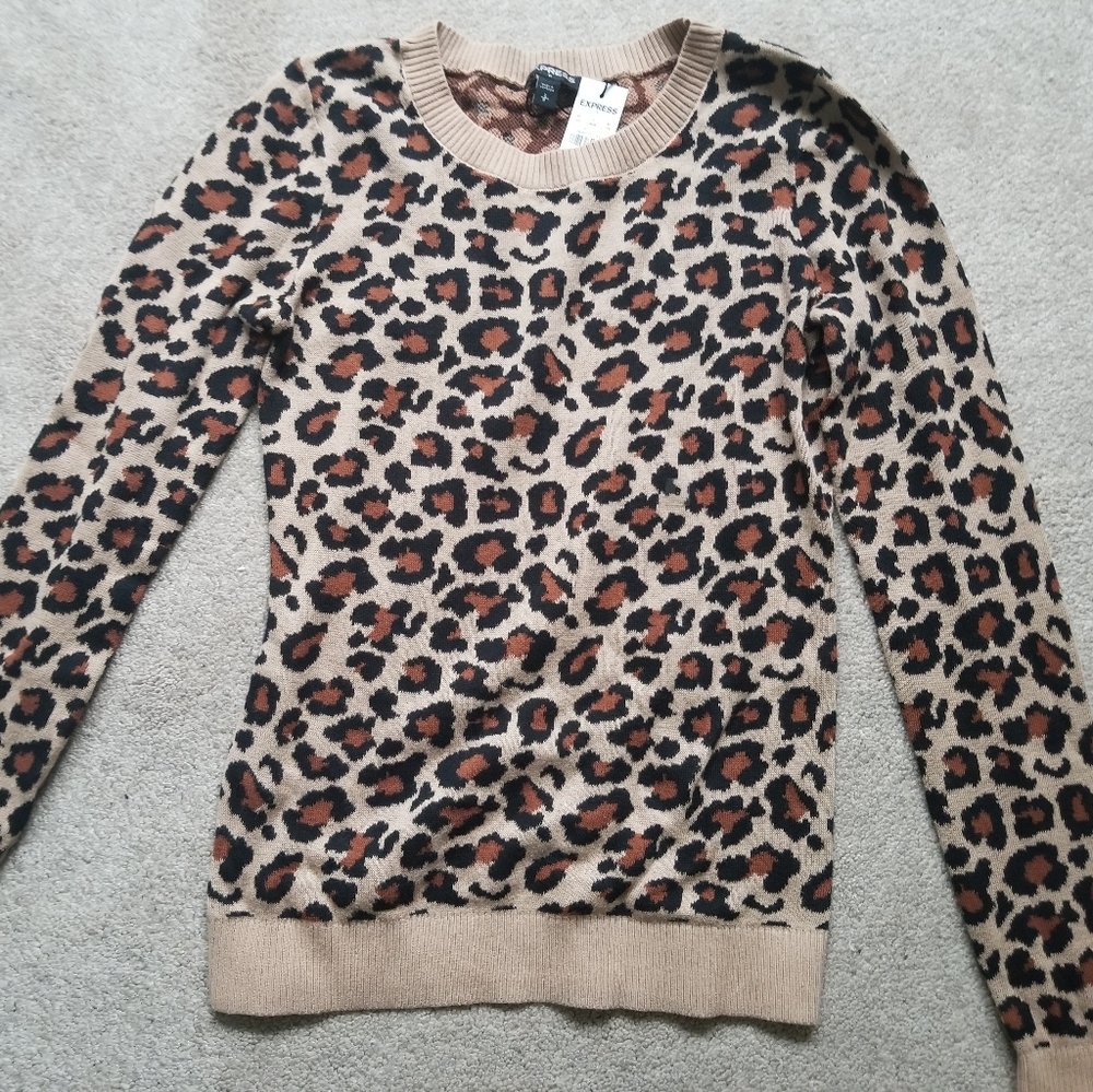 EXPRESS Leopard Scoopneck Sweater Size S